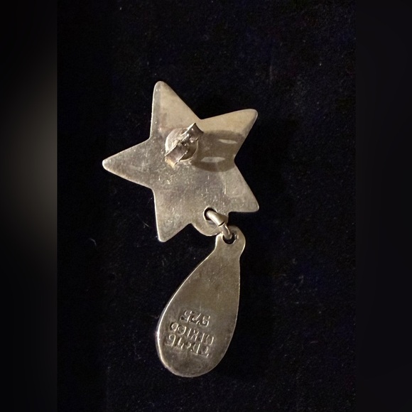 Sterling Silver Star and Teardrop Earrings From Mexico - Picture 6 of 6